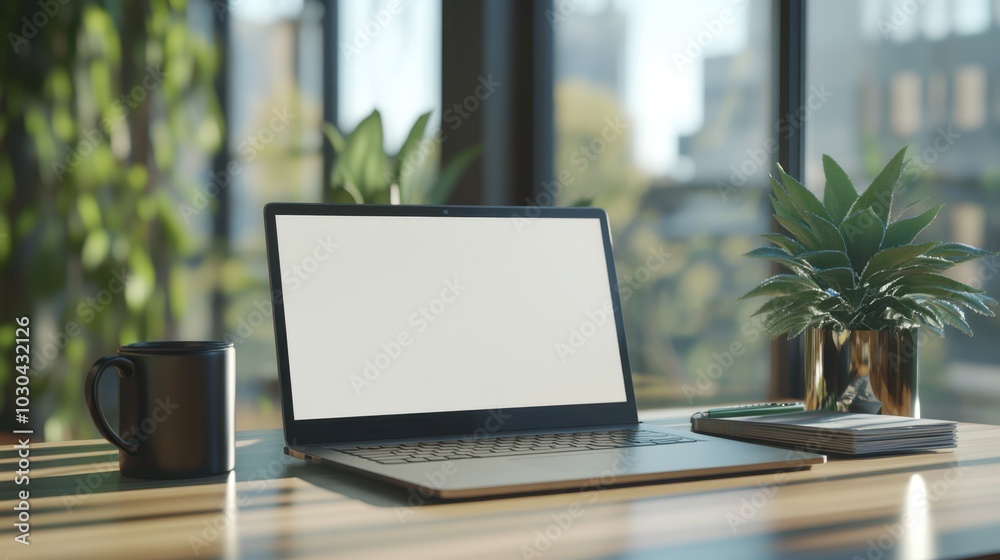 The Modern Workspace with Laptop The Modern Workspace with Laptop
