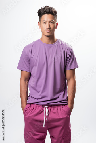 Wallpaper Mural a man in purple color casual outfit standing in the studio with isolated background Torontodigital.ca