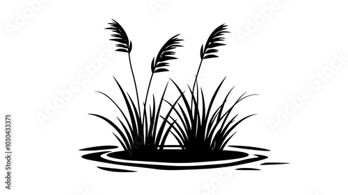 Cordgrass growing in a brackish coastal wetland, vector illustration art