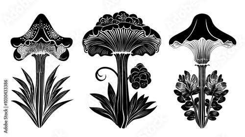 Corpse flower fruit developing after bloom period, vector illustration art