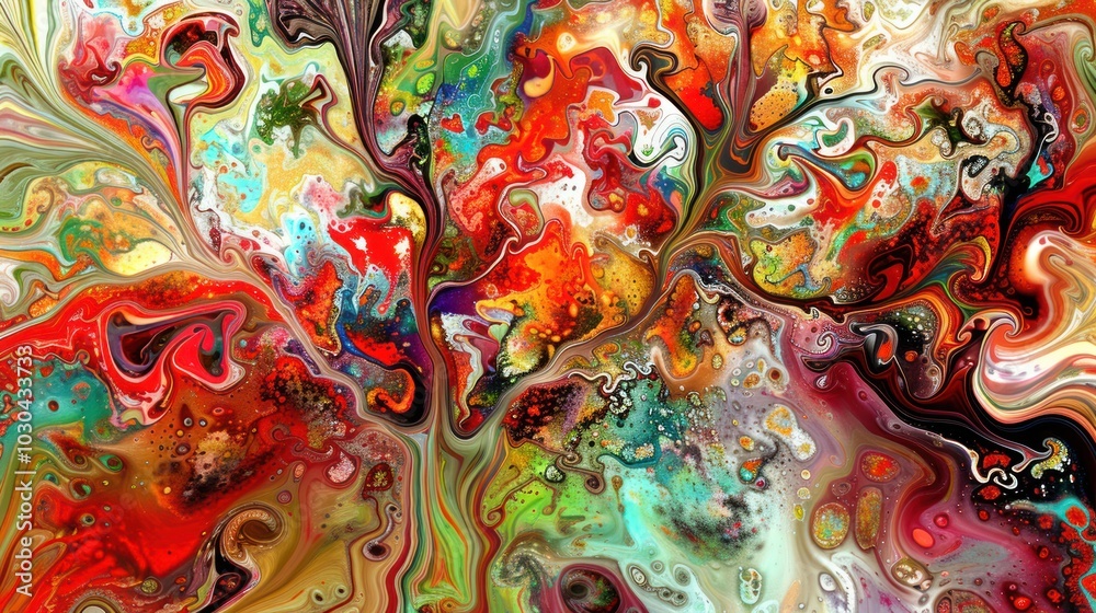 Abstract Swirling Liquid Painting in Vibrant Colors Abstract Swirling Liquid Painting in Vibrant Colors