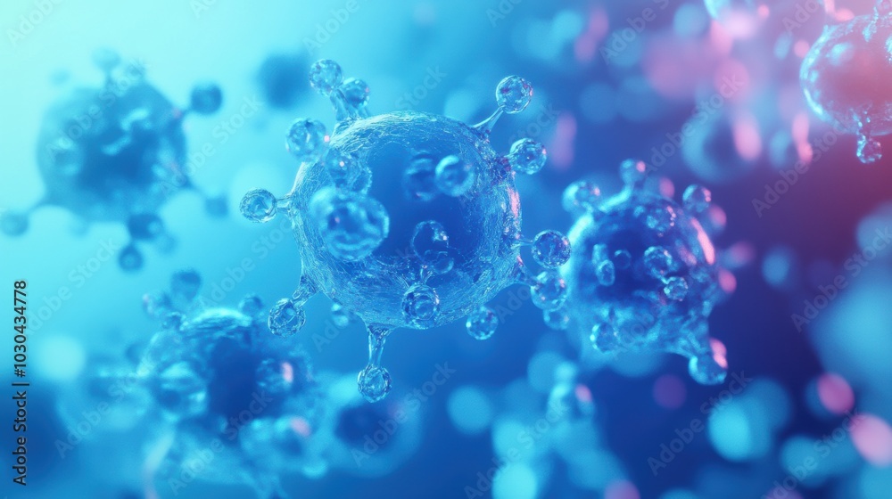 blue background with a close-up of multiple molecules and probes, blue gradient, stock photo style, 3D rendering, macro photography, blue background with a close-up of multiple molecules and probes, blue gradient, stock photo style, 3D rendering, macro photography,