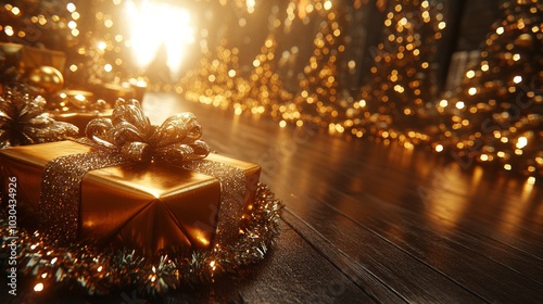 mockup of christmas design on wooden backgroung, 