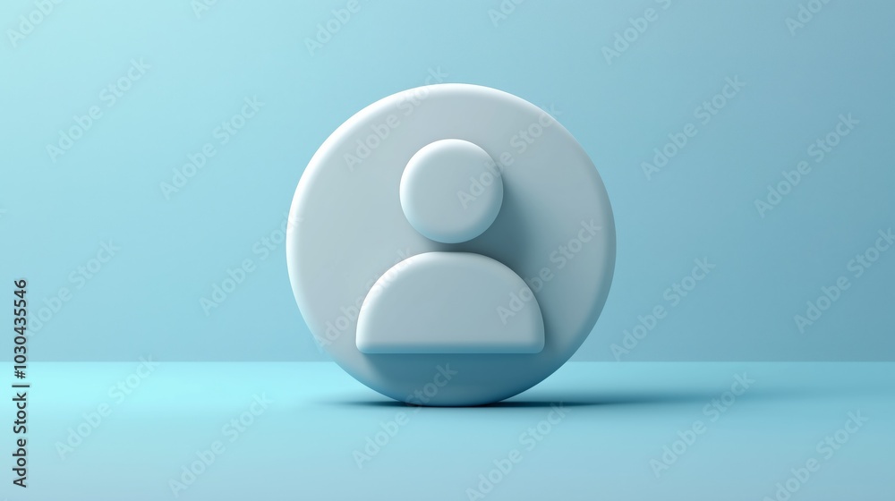 Light blue circular profile icon in a minimal 3D design on a soft blue background Light blue circular profile icon in a minimal 3D design on a soft blue background