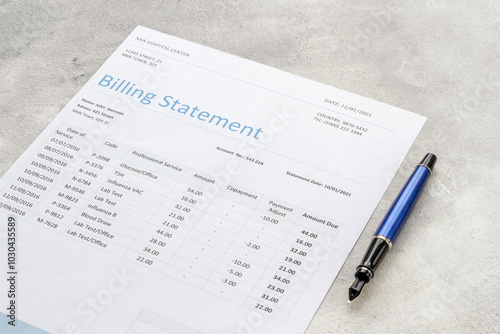 Wallpaper Mural Payment for medical services. Medical health care billing statement in hospital, top view Torontodigital.ca