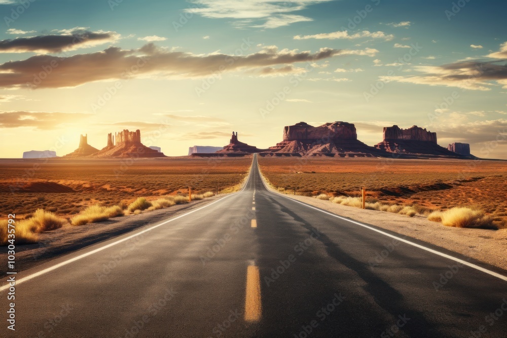 Fototapeta premium Desert road sky infrastructure.