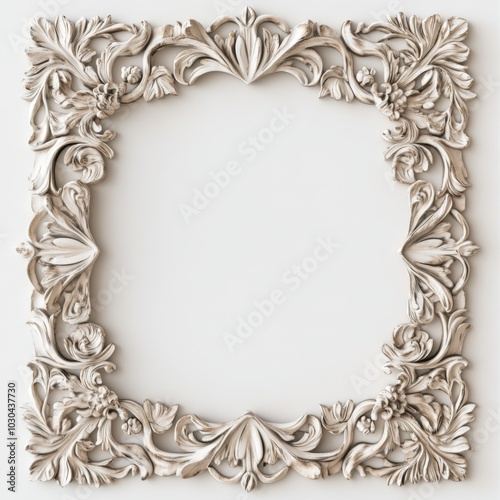 Ornate vintage-style picture frame with intricate floral design on white background