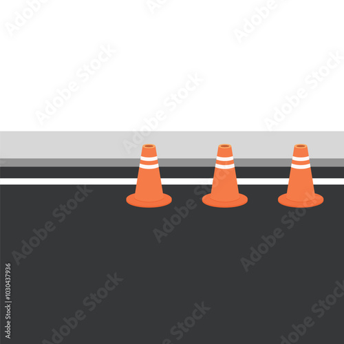 Traffic cone vector. free space for text. copy space.  