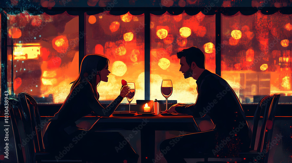 Intimate dinner for two, candlelit ambiance, soft music, shared laughter, gourmet meal, a celebration of love and connection Intimate dinner for two, candlelit ambiance, soft music, shared laughter, gourmet meal, a celebration of love and connection