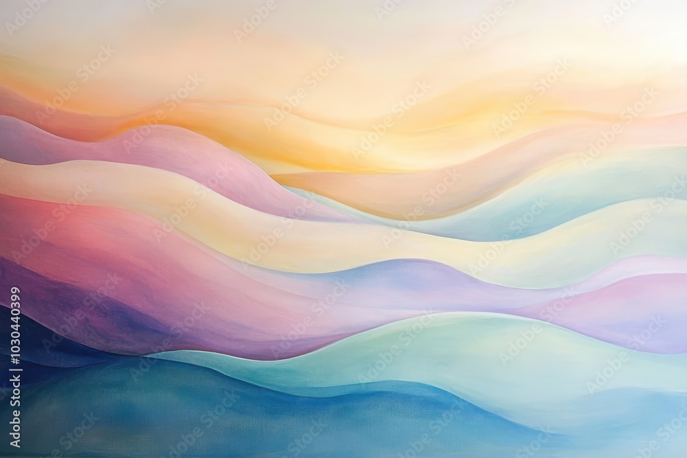 Serene Waves of Color A Tranquil Abstract Landscape of Soft Hues and Fluid Forms Evoking Calmness and Peace