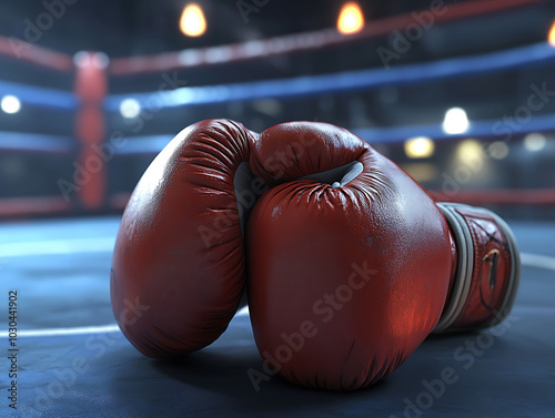 Wallpaper Mural Closed up red boxing gloves in the boxing ring Torontodigital.ca