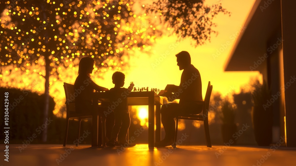 Cozy Family Game Night in Sustainable Modular Home - 3D Render Illustration Promoting Quality Time and Togetherness