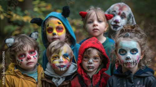 A group of children are dressed up in Halloween costumes