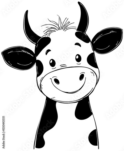 Cute cartoon cow in black, isolated  photo