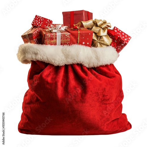 Santa's Festive Bag of Presents for Holiday Celebrations and Marketing photo