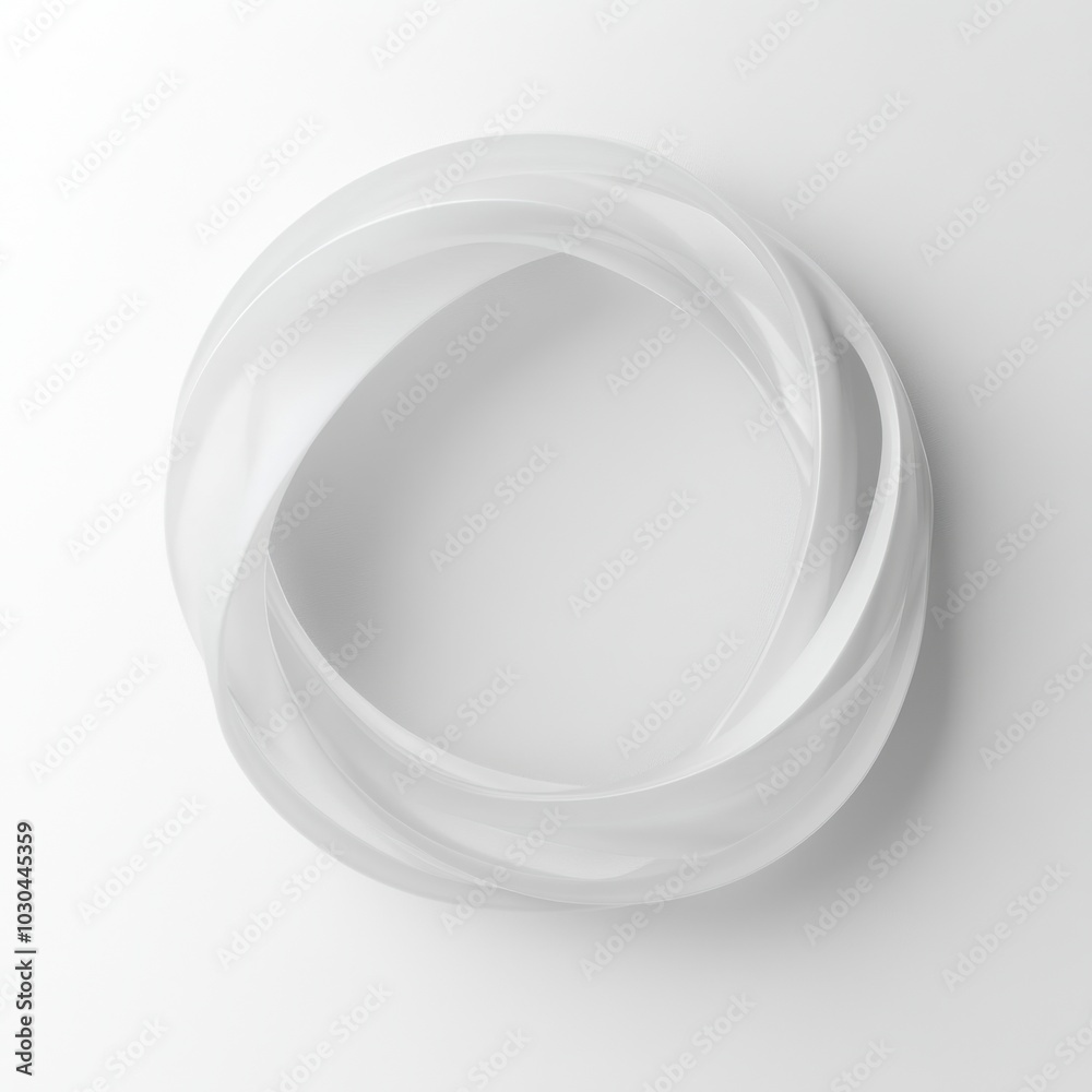 White abstract minimalist sculpture against plain background in a gallery setting