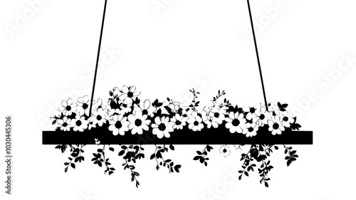 Bunch of fragrant flowers hanging from a shelf, vector illustration art