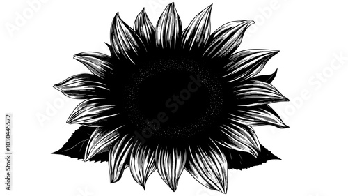 Close view of sunflower center with visible pollen and florets, vector illustration art