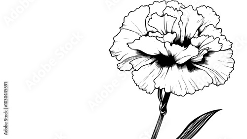 Close-up of a single perpetual carnation bloom in full flower, vector illustration art