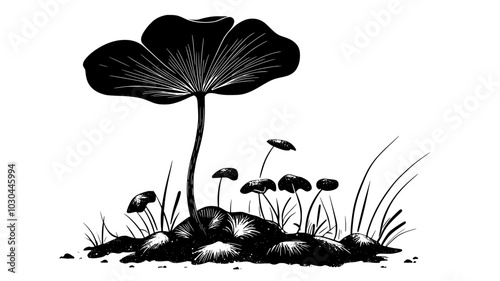 Corpse flower emerging from the forest floor, vector illustration art