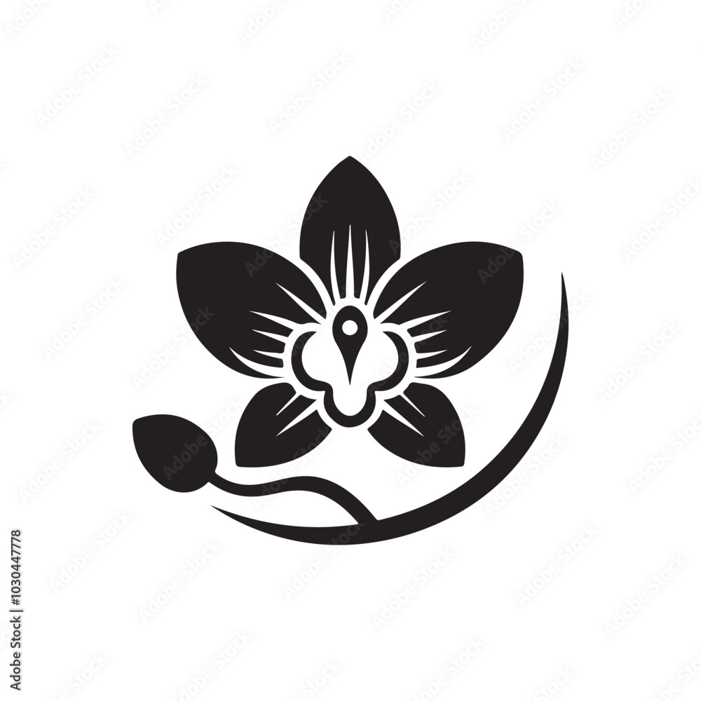 Black Orchid Flower Silhouette - A Clean and Elegant Vector Icon Highlighting the Beauty of Orchid Flowers in a Minimalist Style, Perfect for Nature-focused Branding and Floral Illustrations.
Black Orchid Flower Silhouette - A Clean and Elegant Vector Icon Highlighting the Beauty of Orchid Flowers in a Minimalist Style, Perfect for Nature-focused Branding and Floral Illustrations.