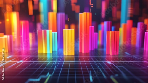 Colorful Data Visualization with Abstract Bars and Lights