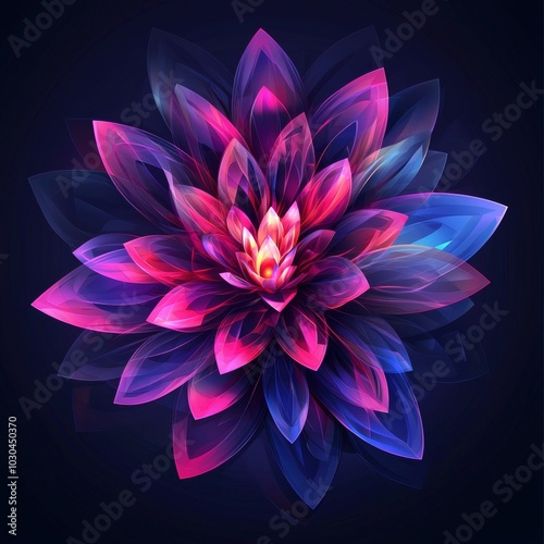 Vibrant Abstract Geometric Flower Blooming in Prismatic and Futuristic Floral Design