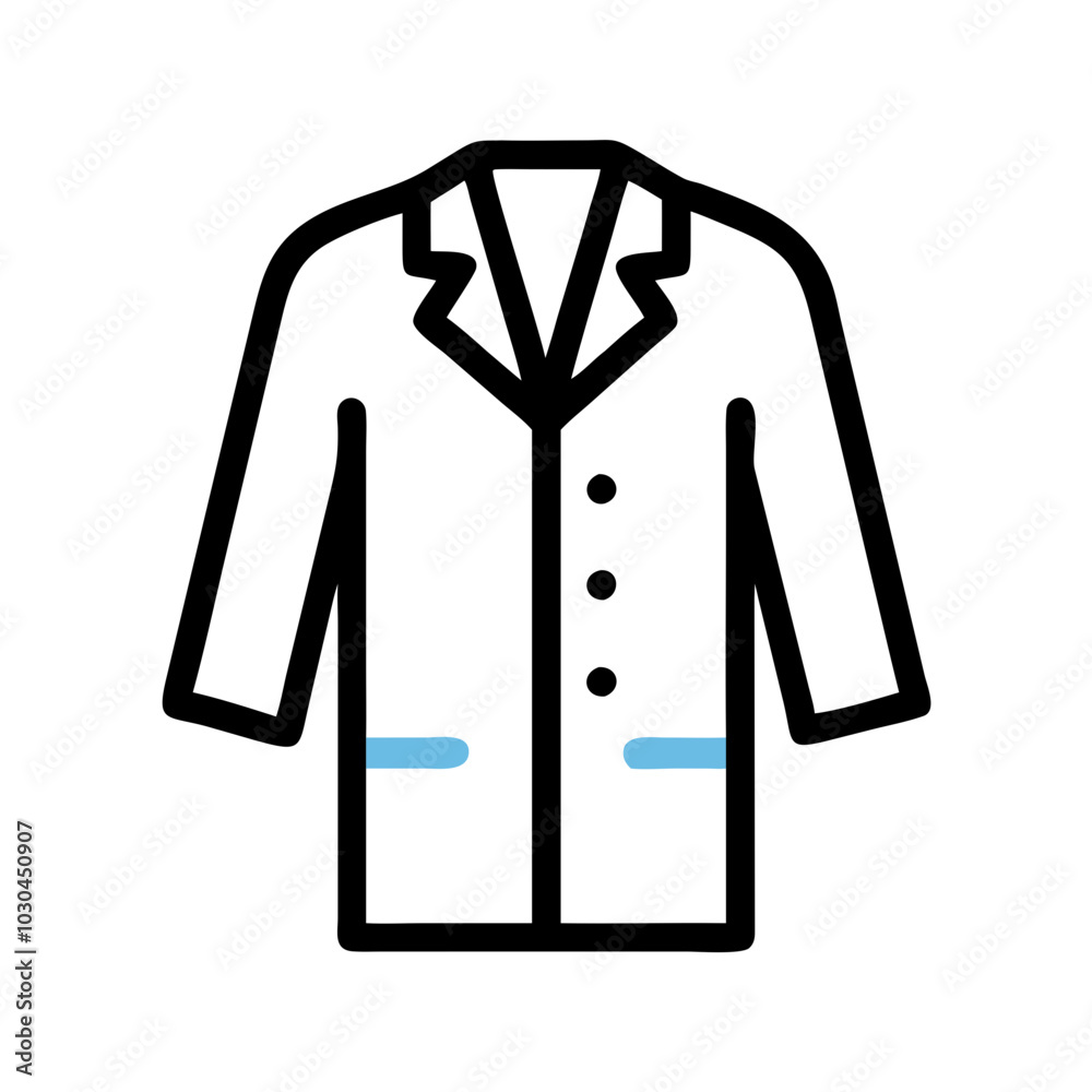 Lab Coat Icon in Black and Blue Lab Coat Icon in Black and Blue
