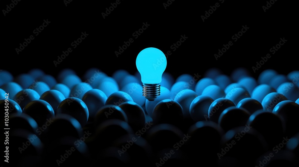 Obraz premium Bright idea glowing in the darkness, representing a startup concept, full of potential and innovation, symbolizing entrepreneurship.