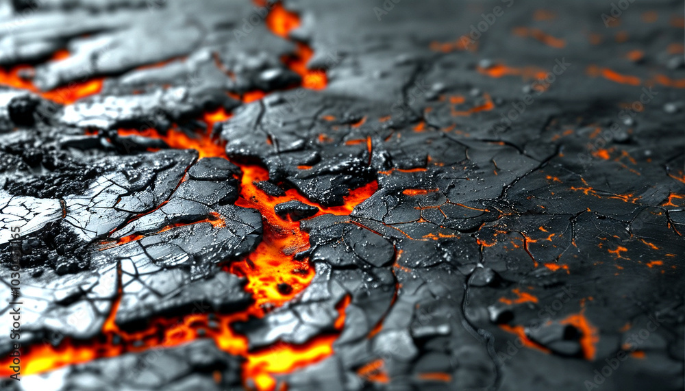 Lava flowing through cracked volcanic rock highlight intricate textures and vibrant colors Lava flowing through cracked volcanic rock highlight intricate textures and vibrant colors