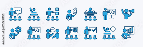 Set of mentor, guidance, coach, teacher, instruction, cognition icon vector. Containing teamwork, training, business advice, collaboration, consulting, corporate, education, learning, motivation