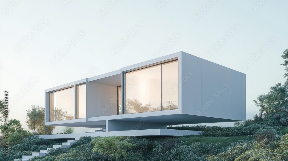 Futuristic Sustainable Modular House Design with Innovative Features 3D Render Illustration Futuristic Sustainable Modular House Design with Innovative Features 3D Render Illustration