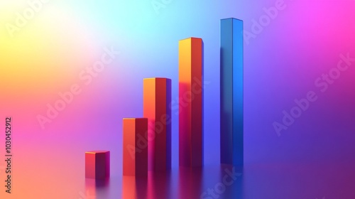 Colorful 3D Bar Graph on Abstract Background