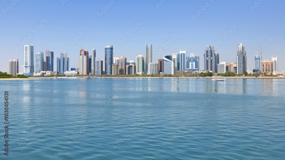 Cityscape with Skyscrapers on the Coastline Cityscape with Skyscrapers on the Coastline