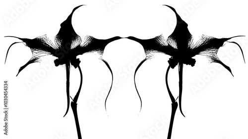 Close-up of ghost orchid flower structure and shape, vector illustration art