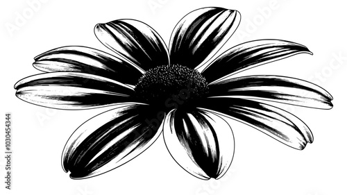 Close-up of a daisy flower head showing individual florets, vector illustration art