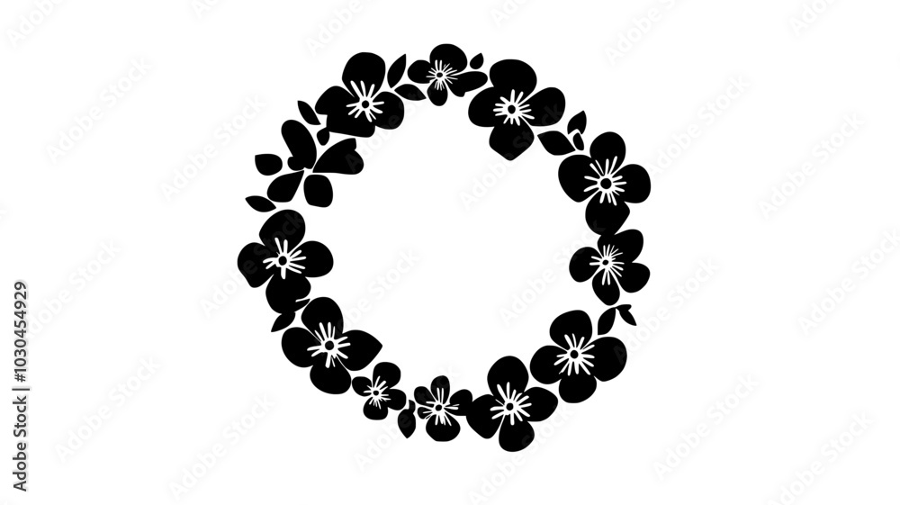 A delicate flower ring made from small flowers woven into a circular band, vector illustration art A delicate flower ring made from small flowers woven into a circular band, vector illustration art