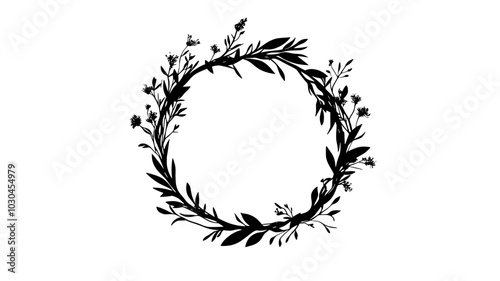 A dried floral wreath featuring evenly spaced flowers tied together in a round design, vector illustration art