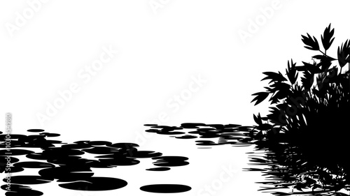 Duckweed covering the surface of stagnant water, vector illustration art