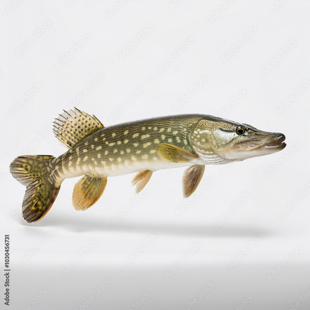 Naklejka premium poisson, aliment, isolé, brochet , frais, fruits de mer, brut, blanc, animal, pêche, sain, mer, ailette, arc-en-ciel, fraîcheur, argent, attraper, eau douce, queue, studio, repas, fond blanc, viande