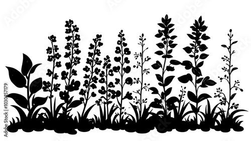 Ajuga forming a mat in a lawn alternative landscape, vector illustration art