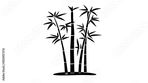 Bamboo shoots rising rapidly from the ground in a grove, vector illustration art