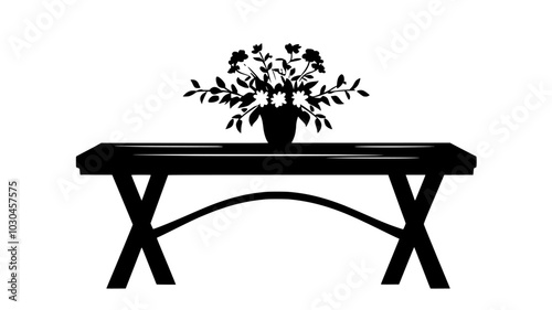 Bouquet of fragrant flowers on a rustic table in a living room, vector illustration art