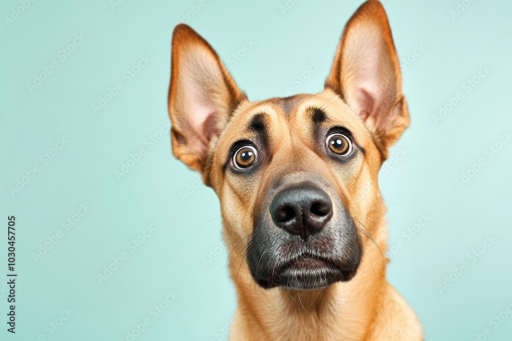 Fototapeta premium Close-up Portrait of an Alsatian Dog Looking Directly at the Camera Generative AI