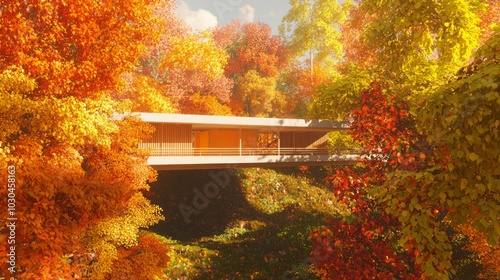 Sustainable Modular Home in Autumn Beauty - Ultra-Detailed 3D Render Illustration