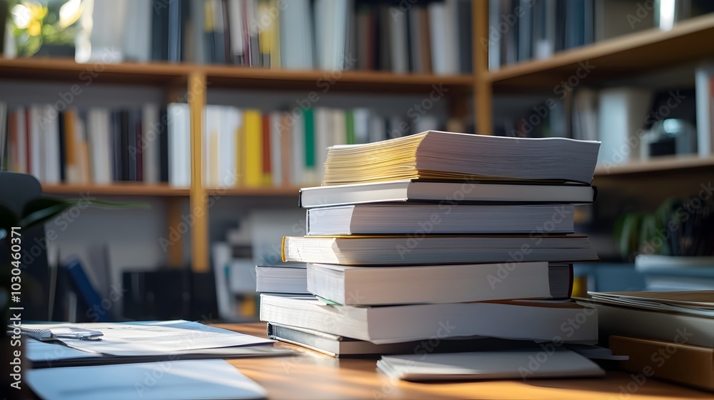 Stack of Startup Related Books and Documents on a Desk Representing Research on Reducing Business Costs Stack of Startup Related Books and Documents on a Desk Representing Research on Reducing Business Costs