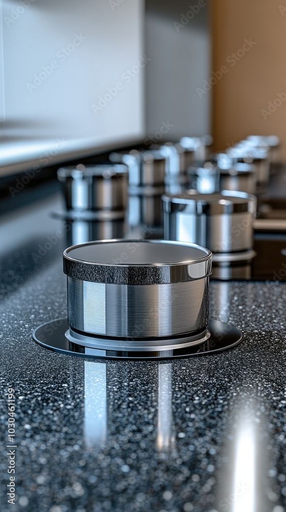A modern stove is prominently featured, accentuating its sleek design and functionality. Morning light creates a warm atmosphere, enhancing the kitchen's aesthetic appeal A modern stove is prominently featured, accentuating its sleek design and functionality. Morning light creates a warm atmosphere, enhancing the kitchen's aesthetic appeal