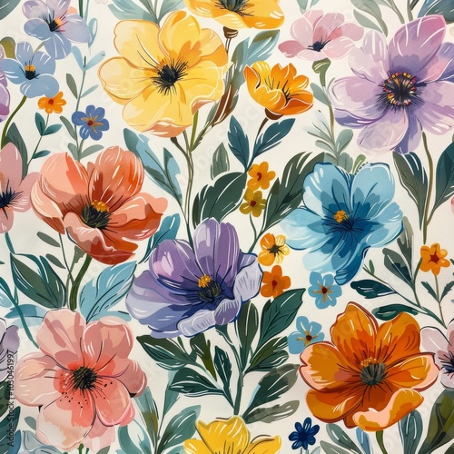 Wallpaper Mural Hand Drawn Groovy Boho Flowers on a White Background for Decorative Design Generative AI Torontodigital.ca