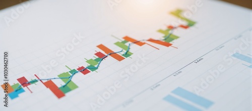 Dynamic color-coded bar graphs displaying changing financial data stock marketsbanking photo