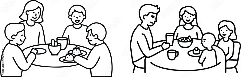 Friends Gather Around Table Enjoying Meal Together Friends Gather Around Table Enjoying Meal Together